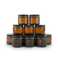 2oz Amber Glass Jars with Black Lid - Pack of 12, Reusable & Sun-Protected for Beauty & Candles