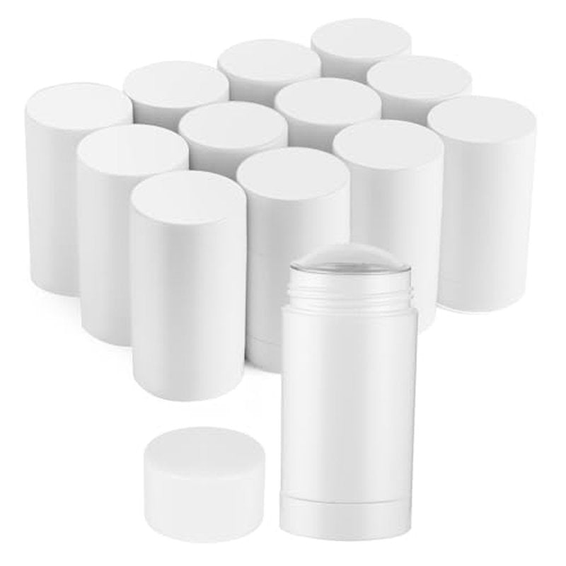 15 Pack White Empty Deodorant Containers - 1.7oz/50ml Twist-Up Refillable Tubes, Bottom-Fill Round Plastic Sticks for DIY Homemade Deodorant, Lip Balm & Solid Cosmetics