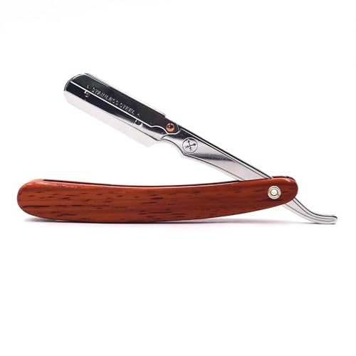 Parker Rosewood Handle Straight Razor & 5 Blades - Barber & Home Grooming