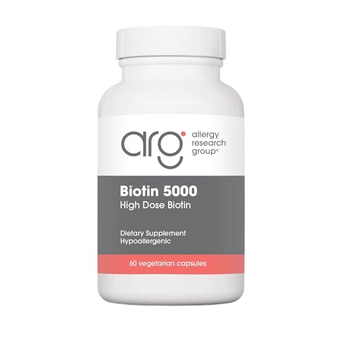 Nutricology Biotin 5000 Supplement - 5000mcg Biotin, Vitamins for Hair, Skin and Nails, High Dose, Vegetarian Capsules, Hypoallergenic, Gluten Free - 60 Count