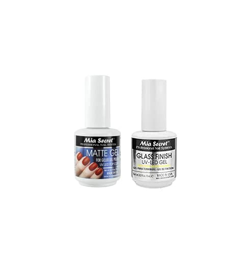 Gel Nail Top Coat & Clear UV LED Gel Set - Matte & Glass Finish 0.5oz