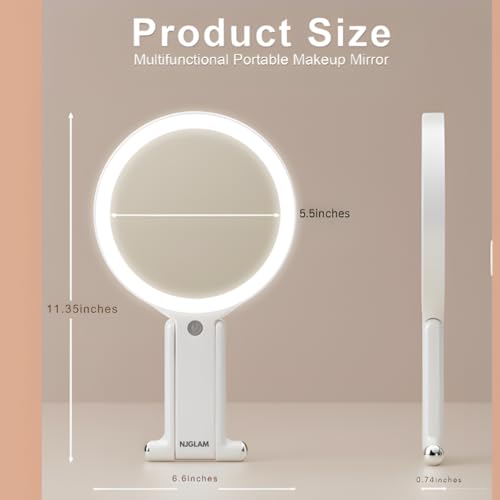 LED Lighted Makeup Mirror with 10X Magnification, 3 Light Modes, Rechargeable Vanity Mirror with Adjustable Stand