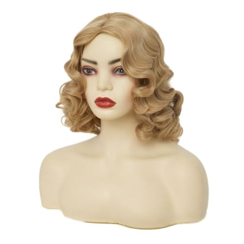Blonde Finger Wave Wig for Women 1920s Vintage Style Synthetic Hair - Side Part