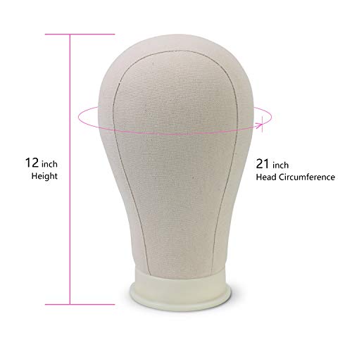 21 Inch Canvas Wig Head Stand Set for Styling & Display - Light Brown Variant