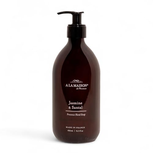 A LA MAISON French Liquid Hand Soap - Jasmine & Santal - Refillable 16.5oz in Amber Glass Bottle