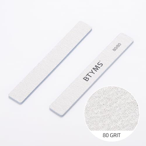 BTYMS 100 Count 80/80 Grit Rectangle Nail Files for Acrylic Nails & Manicure