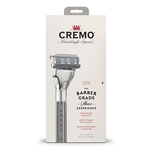 Cremo Astonishingly Superior Razor Refills, (4 Pack) & Astonishingly Superior Barber Grade Refillable System Razor