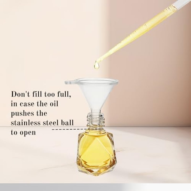 36 Pack Essential Oil Roller Bottles, 8ml/0.27oz Empty Roll On Bottle, Glass Polygonal Roller Ball Applicator, Perfume Vials with Stainless Steel Roller Ball for Travel, 4 Dropper, 2 Funnel