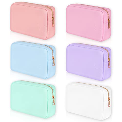 Sweetude 6 Pcs Nylon Makeup Bags with Zipper - Assorted Colors, Medium