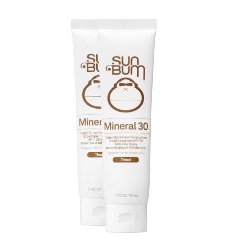 Sun Bum Mineral SPF 30 Tinted Face Sunscreen & Primer Pack of 2 - Matte, Broad Spectrum, Travel Size 1.7 oz