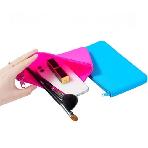 Rainbow Silicone Makeup and Travel Toiletry Pouch 4-Pack Waterproof Organizer