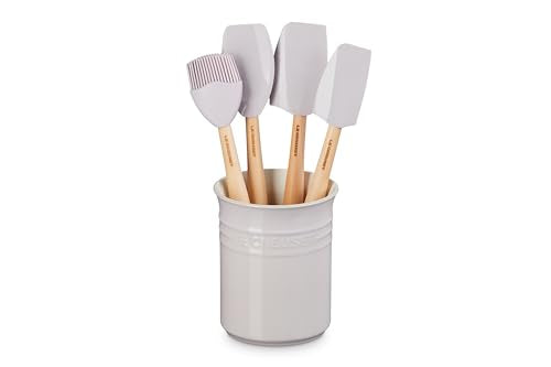 Stoneware & Silicone Utensil Crock Set - Shallot