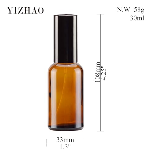 29.57ml Amber Glass Spray Bottles Pack of 24 with Fine Mist Sprayers