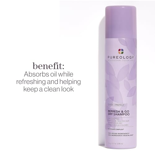 Pureology Style + Protect Refresh & Go Dry Shampoo For Oily and Color-Treated Hair - Volumizes and Protects from Heat Dry Shampoo, Silicone-Free & Vegan
