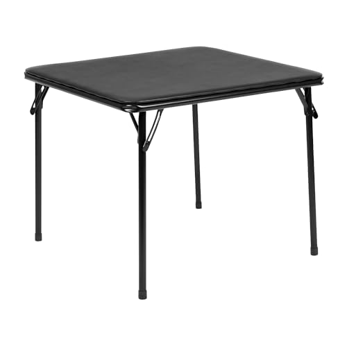 Kids Folding Table and Chair Set 24x24 Black, 5-Piece Preschool Furniture