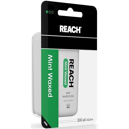 Reach Waxed Dental Floss Mint 200 Yards - Pack of 5 for Strong, Comfortable Cleaning