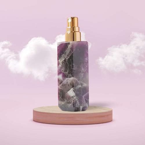 Refillable Perfume Bottle - Healing Crystal - Polished Natural Gemstone - Travel Size (Amethyst, Pillar)