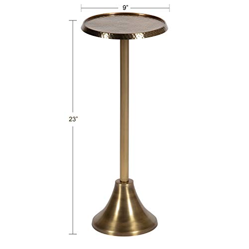 Bohemian Side Table with Hammered Top - Gold, 9x9x23 Inches