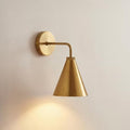 Vintage Modern Brass Wall Sconce - 6 Inch Conical Wall Lamp, Durable Metal Finish