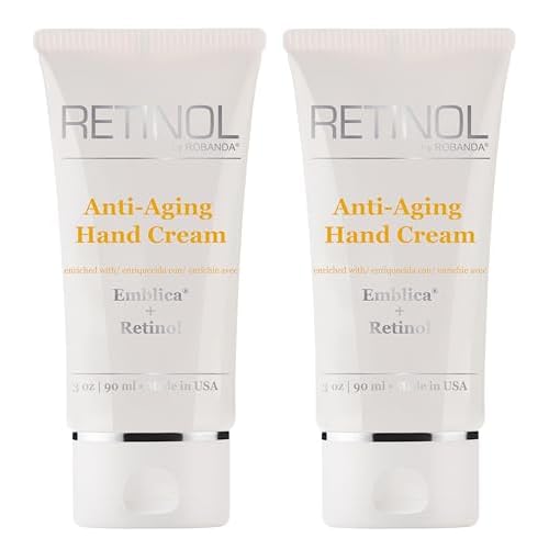 Robanda Retinol Anti-Aging Hand Cream - Hydrating & Moisturizing Hand Lotion with Anti-Aging Formula to Help Prevent Wrinkles & Reduce Fine Lines, 3 oz, 2 pack