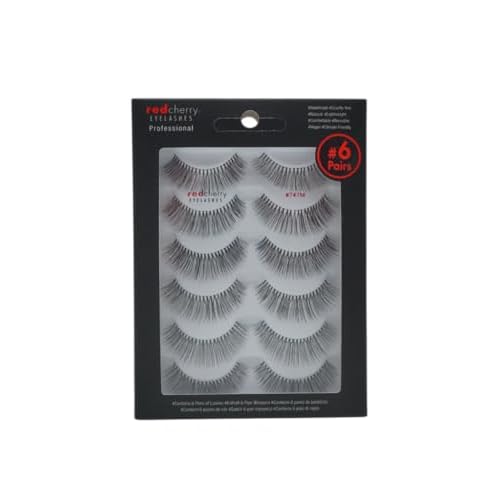 Red Cherry #747M Strip False Eyelashes Black Natural to Glamorous Design (6 Pairs)