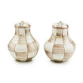 MacKenzie-Childs Salt & Pepper Set Small Mocha Check - Brown & White Kitchen Decor