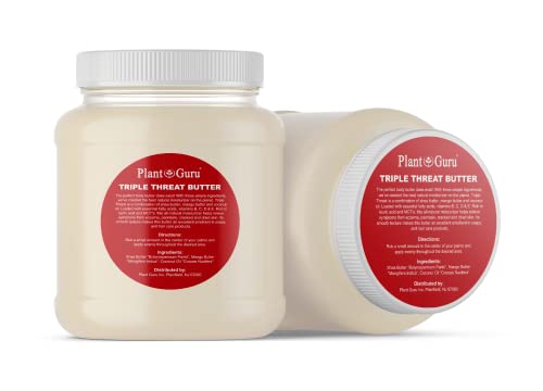 Plant Guru Triple Threat Body Butter 48oz - Shea, Mango & Coconut Oil - Natural Moisturizer for Skin Hair & Lips
