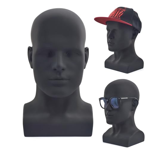 PVC Male Mannequin Head for Display and Training - Black, Variation L90yh