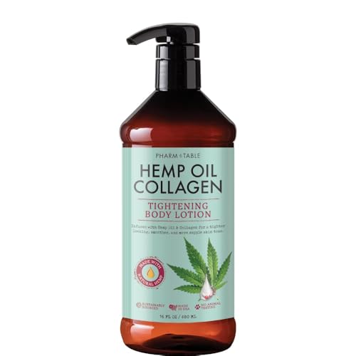 PHARM TO TABLE Hemp Oil Collagen Tightening Body Lotion 480ml – Nourishing, Anti-Cellulite Formula