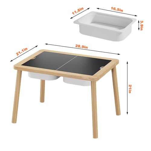 Kids Sensory Activity Table with Bins - Wooden Montessori Play Set