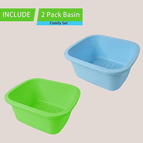 HOMELEX Foot Soaking Basin 2 Pack – Large Foot Bath Tub for Pedicure, Green & Blue, 15 x 13.7 x 6.7 in