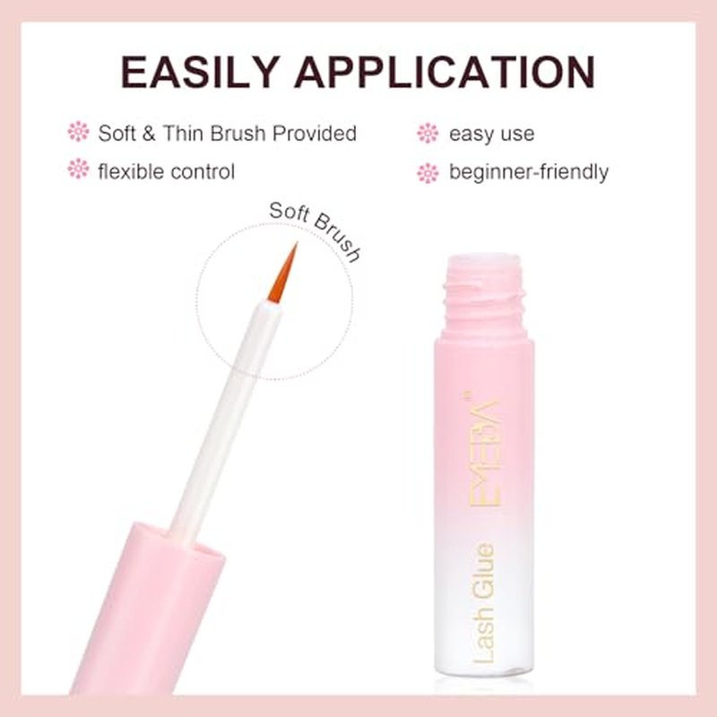 EMEDA Eyelash Glue 4Pcs 20g/0.68 oz Clear Lash Glue, Waterproof, Super Strong Hold, Latex Free, Hypoallergenic, Formaldehyde-Free White Strip Eyelash Adhesive EMEDA