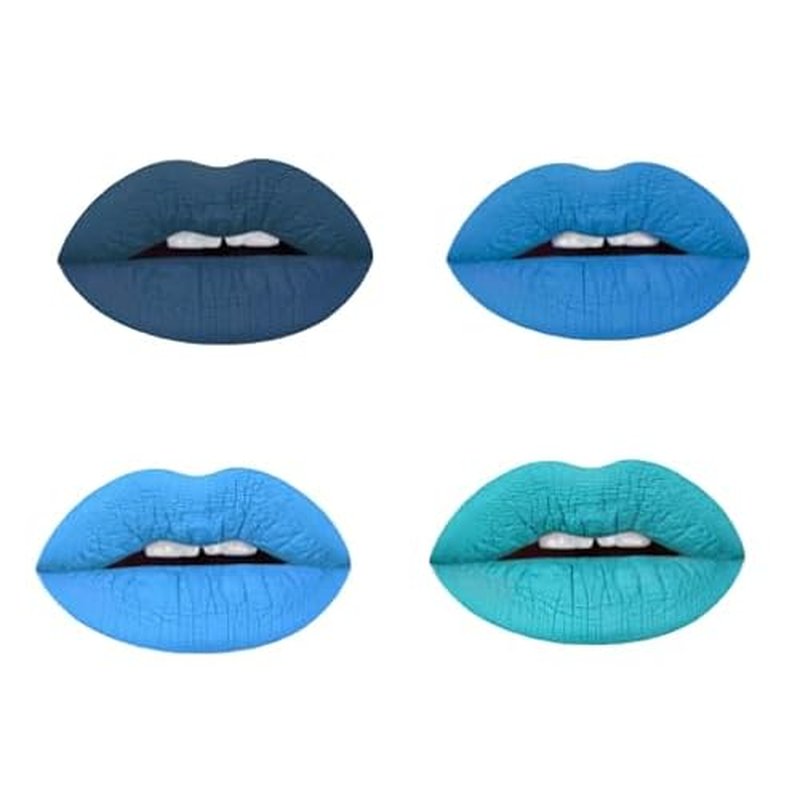 Aromi Matte Liquid Lipstick Bundle | Long-lasting, Light, Baby Blue, Dark Navy, Sea Foam, Azure Blue Lip Color for Women (BlueLiquid Lipstick Bundle) | Matte Finish