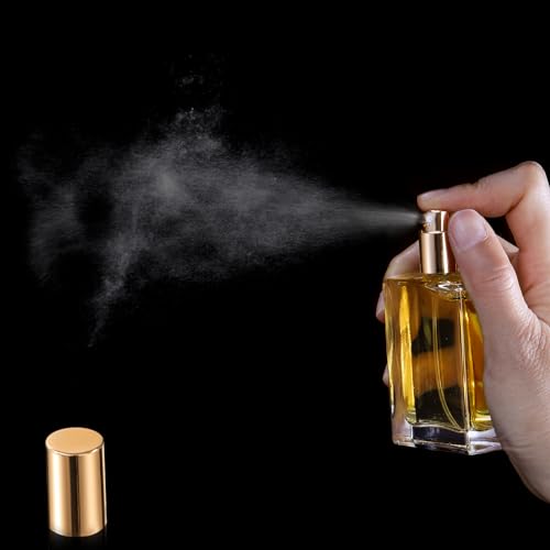 Foraineam 12 Pack 1 oz / 30ml Clear Glass Perfume Bottle, Refillable Empty Fine Mist Atomizer Spray Bottles, Portable Square Perfume Atomizer Bottles for Fragrance, Lotion, Essential Oil