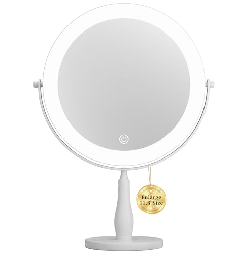 Rechargeable 11.8x16.5 Inch Makeup Mirror with 3 Lights, 1X/10X Magnification - White
