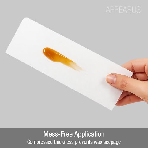 Appearus 250-Count Large 3x9 Non-Woven Waxing Strips - 90 gsm Heavy Duty Hair Removal Strips for Body and Face - Professional Epilating Strips for All Soft Wax - Lint-Free, Tear-Resistant Spa Grade