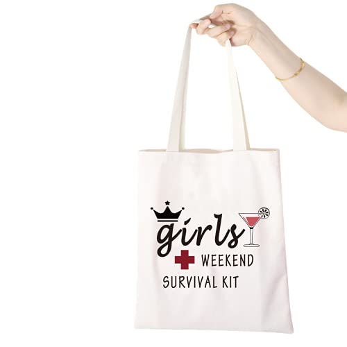 WCGXKO Girls Weekend Survival Kit Zipper Pouch Makeup Bag Girls Weekend Girls Trip Gift for Best Friend (Girls Weekend Survival tote)