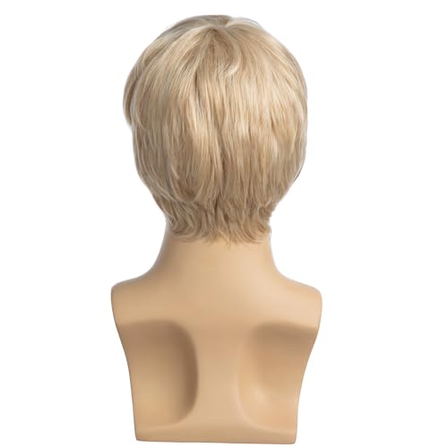Men's Blonde Short Layered Wig for Cosplay and Halloween - Natural Synthetic Hair (Variation of Blonde)