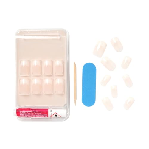 KISS Acrylic Nude French Fake Nail Tips - Medium Length, Pack of 28, 3 Count