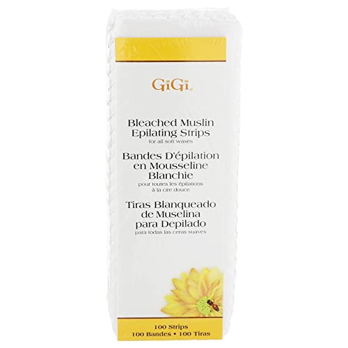 GiGi Bleached Muslin Wax Strips for Waxing ? 100 Count Epilating Wax Strips for Hair Removal, Ideal for Facial and Body Waxing, Spa Use