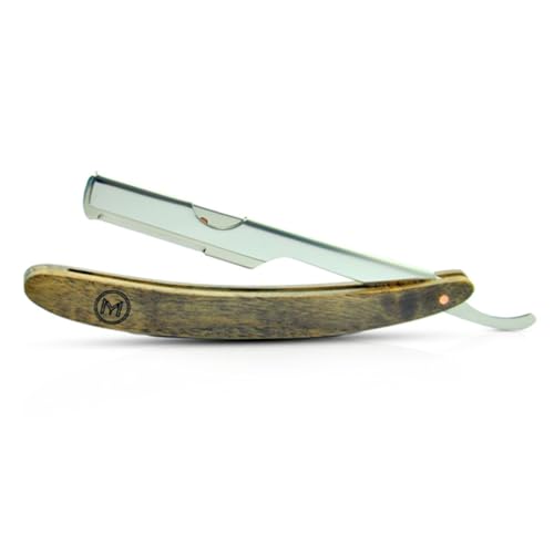 Generic Straight Edge Razor for Men, Stainless Steel Blade Arm Barber Razor with Walnut Wood Handle, Shaving Razor for Close Shaving, Manual Men's Beard Cut Throat Shavette Almaz Razor, brown