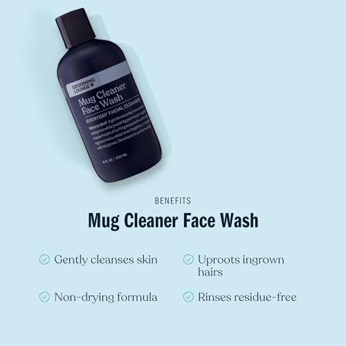 Grooming Lounge Mug Cleanser, Everyday Facial Cleanser For Men, Natural Face Wash, Sensitive Skin. Face Cleanser for a Hydrating, Deep Clean, 8 oz.