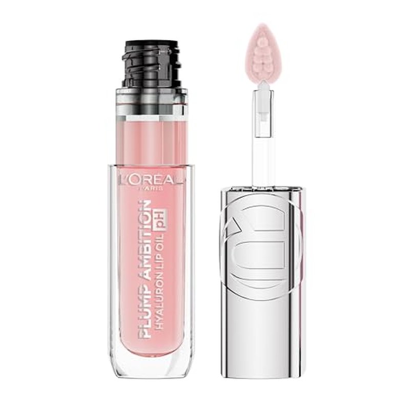 L'Oreal Paris Plump Ambition pH Hyaluron Lip Oil, Color Shifting Lip Tint with 24HR Hydration, Volumizing Shine and Lasting Color, 020 pH Ros?