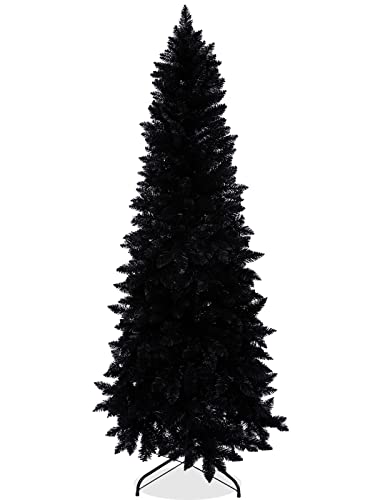 Wabolay 7ft Black Pencil Slim Christmas Tree - Unlit Narrow Xmas Tree