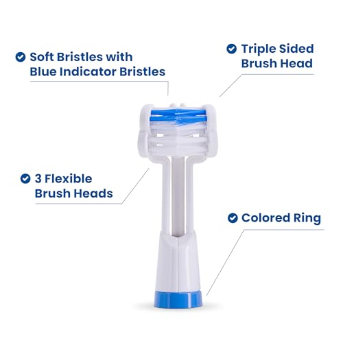 Triple Bristle Replacement Toothbrush Heads Pack - Pink & Blue