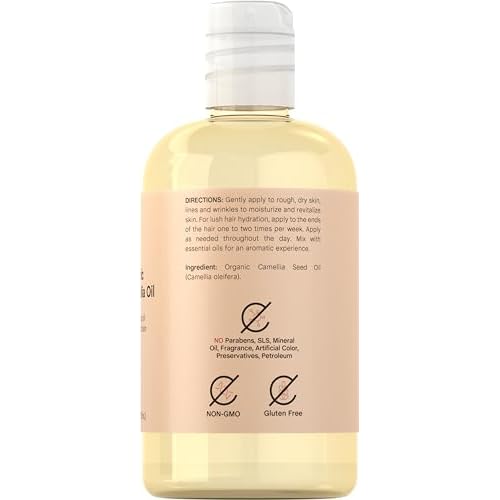 Coera Camellia Seed Oil Organic | 8 fl oz | Moisturizing Oil for Hair and Skin | Free of Parabens, SLS, & Fragrances