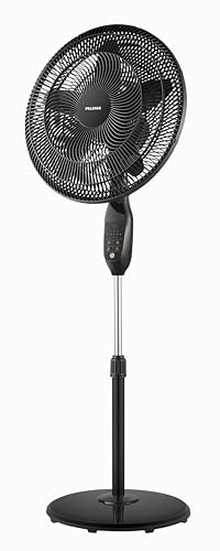 18 Inch Adjustable Oscillating Pedestal Fan with Remote Control - Black, 5 Blades