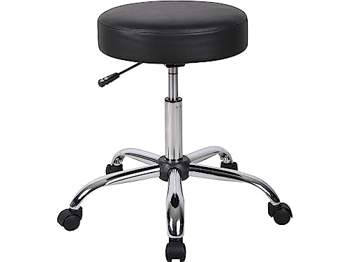 Black Antimicrobial Vinyl Medical Spa Stool with Adjustable Height - No Back Cushion