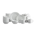 White Porcelain Dinnerware Set for 8 - 32 Pieces with Embossed Scrollwork