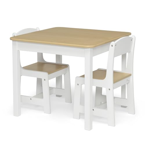 Kids Wood Table and Chair Set with 2 Chairs for Arts, Crafts & Homework - Bianca White/Natural